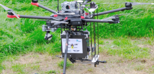 4 rotor drone (quadcopter) resting on the ground